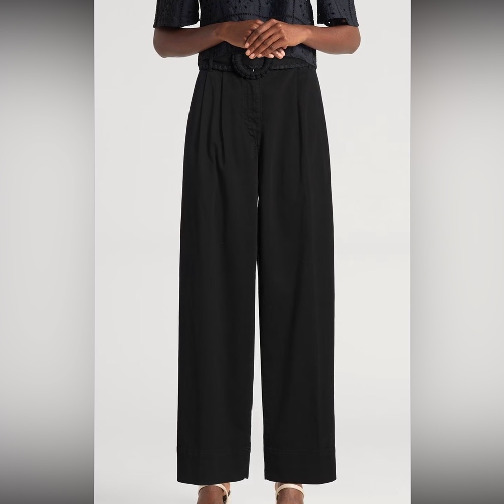 FARM Rio Black Wide-Leg Trousers with Waist Tie